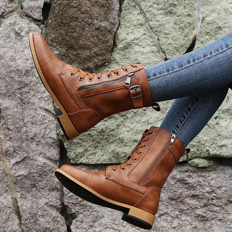 Bottes en cuir zippées pour femmes