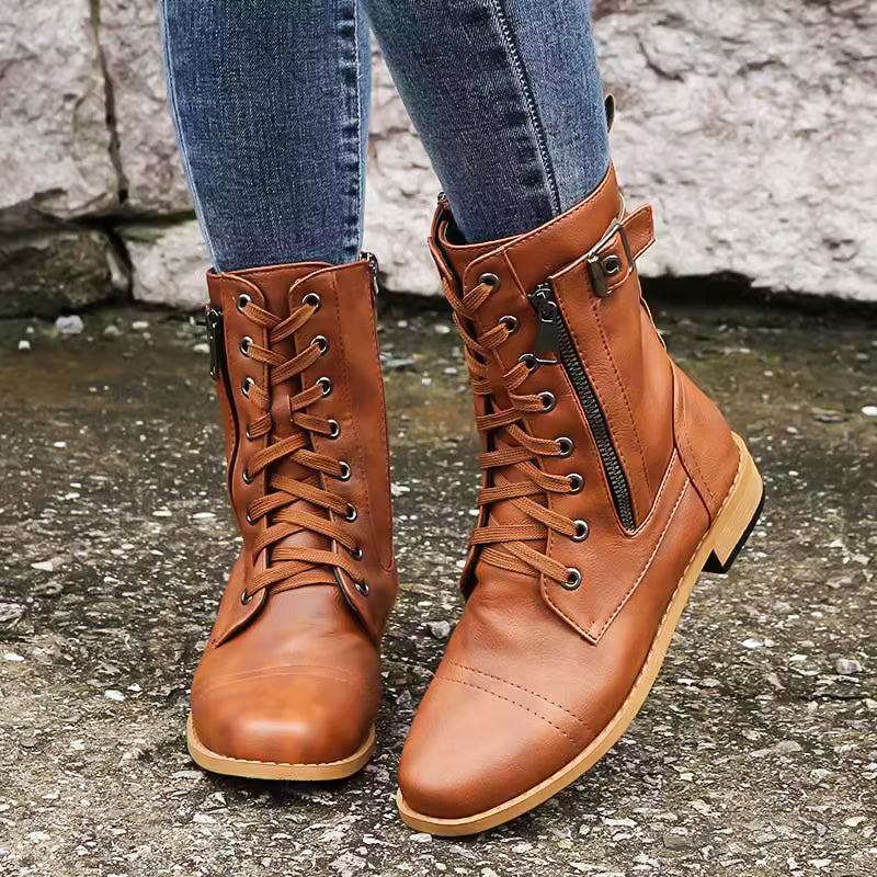 Bottes en cuir zippées pour femmes