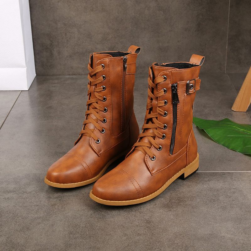 Bottes en cuir zippées pour femmes