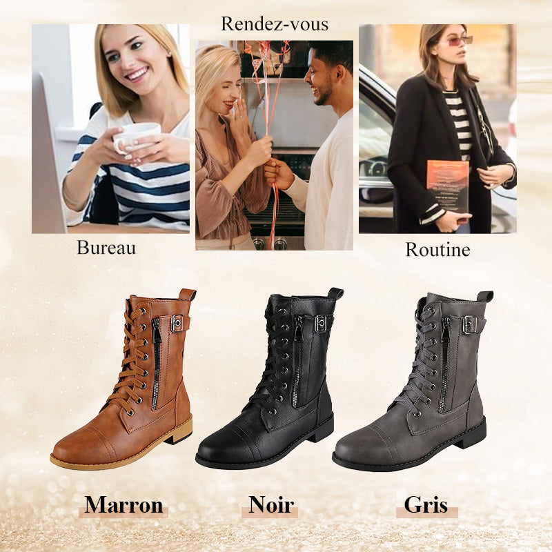 Bottes en cuir zippées pour femmes