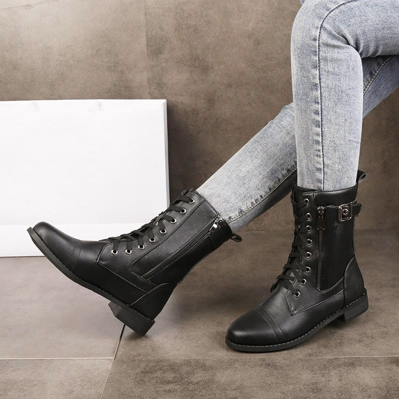 Bottes en cuir zippées pour femmes