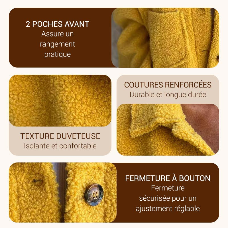 Veste Courte en Laine avec Poches et Col Classique pour Femmes