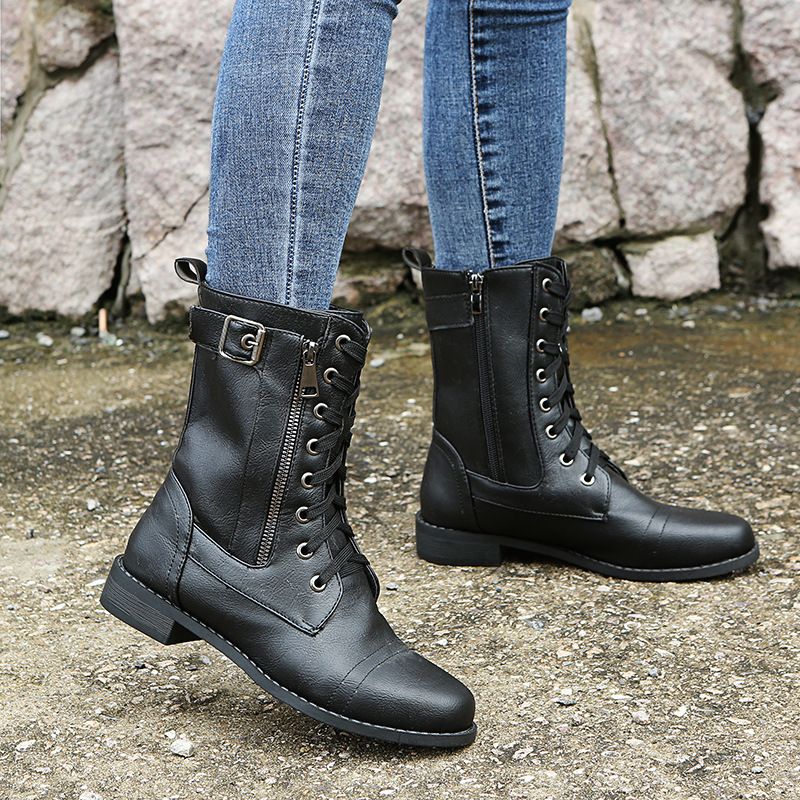 Bottes en cuir zippées pour femmes
