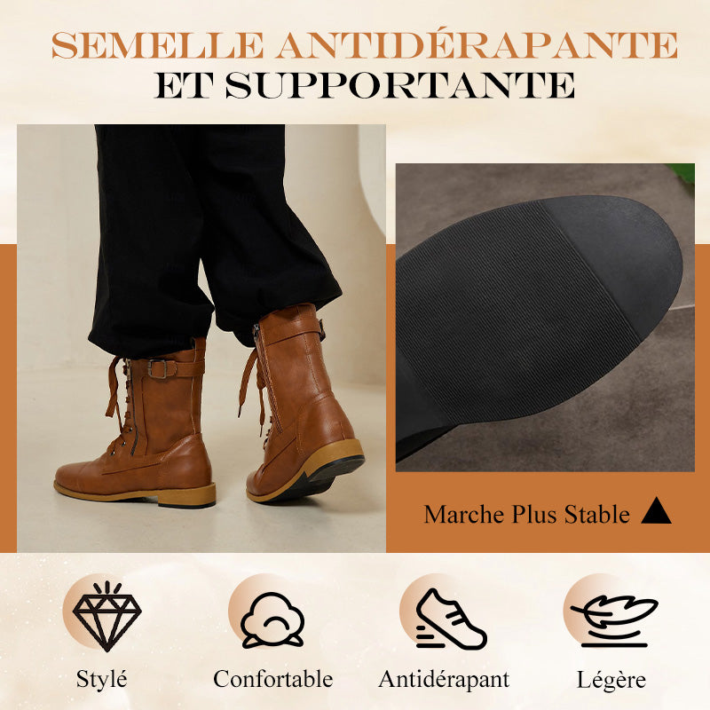 Bottes en cuir zippées pour femmes