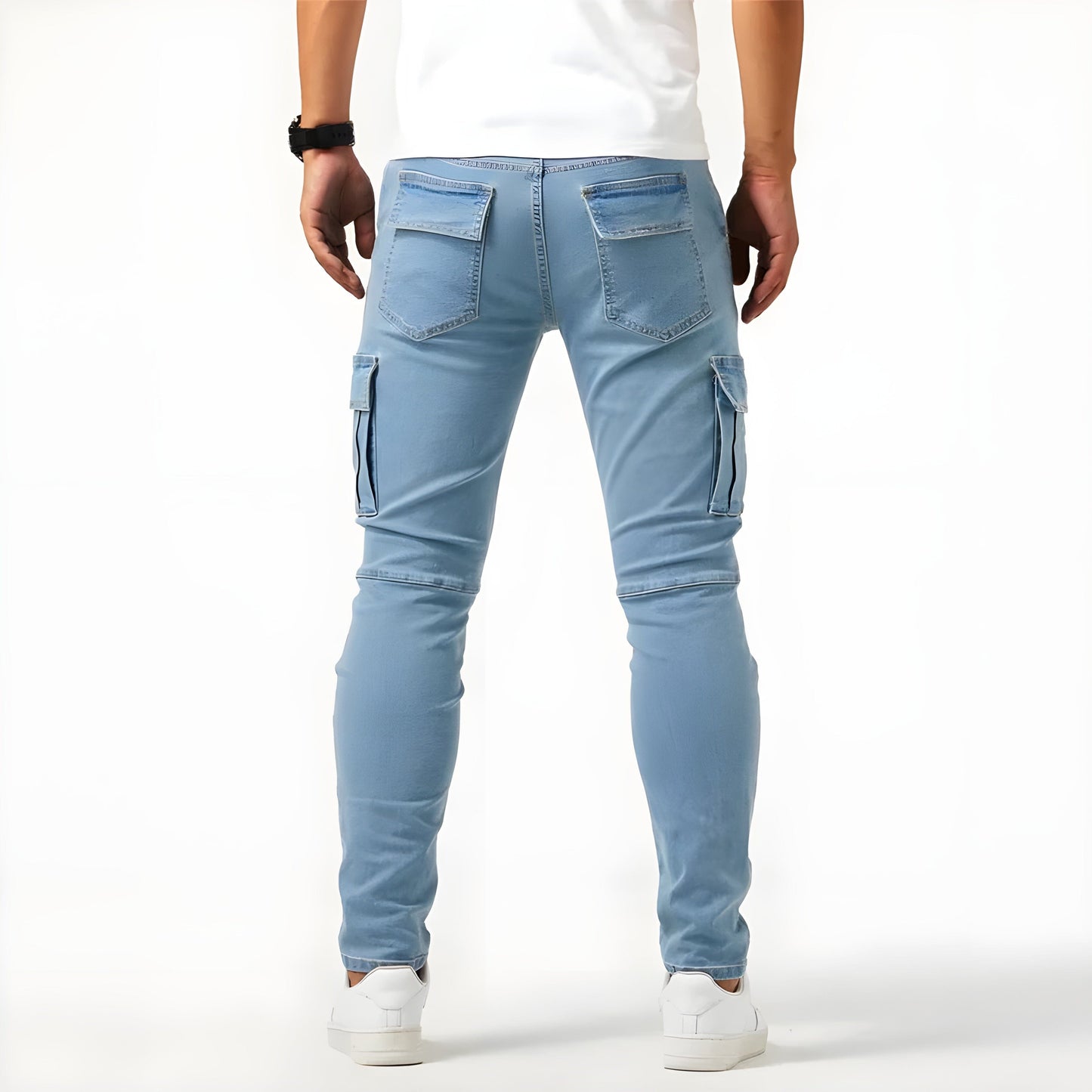 François - Pantalons Cargo en Denim Élastique Stretch Denim Cargo Pants Essentielle