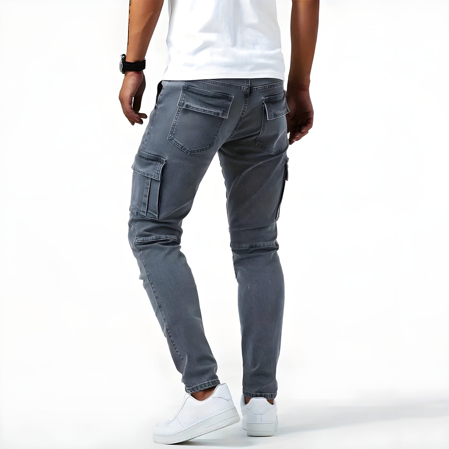 François - Pantalons Cargo en Denim Élastique Stretch Denim Cargo Pants Essentielle