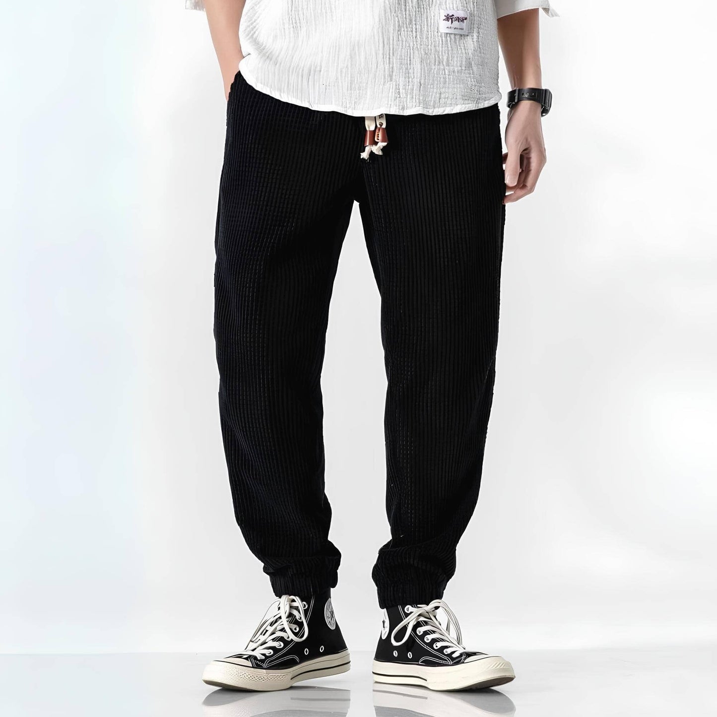 Jitsu - Pantalon en velours côtelé Essentielle Noir S