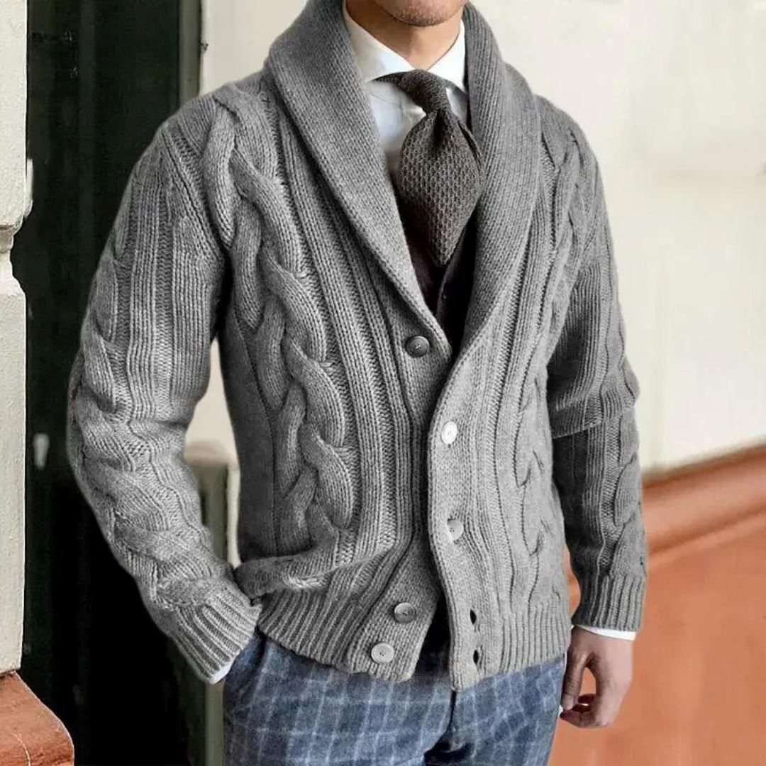 Robert | Cardigan tricoté pour hommes Essentielle Gris S