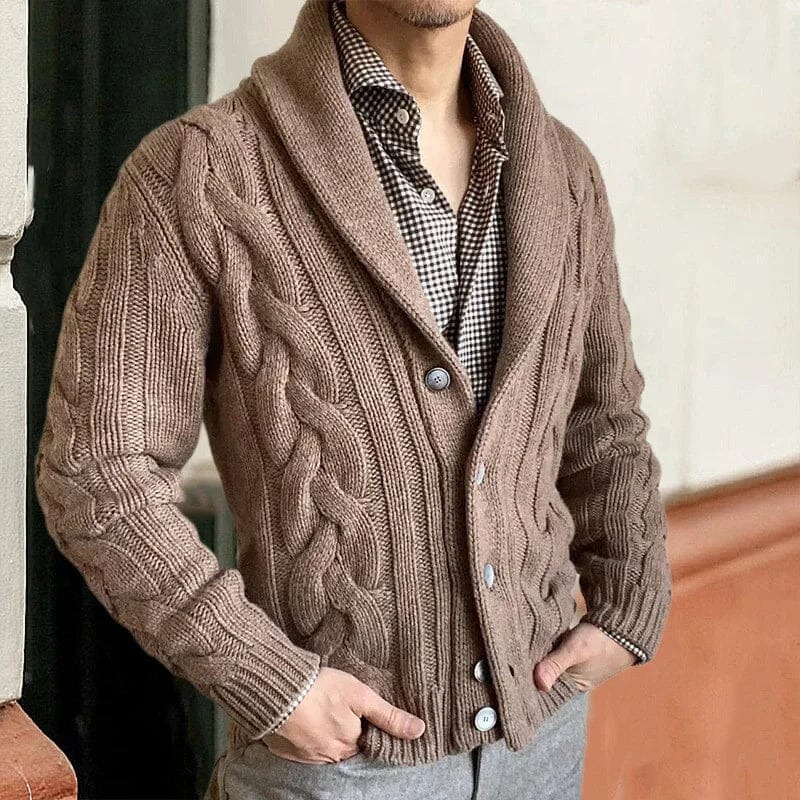 Robert | Cardigan tricoté pour hommes Essentielle Kaki S