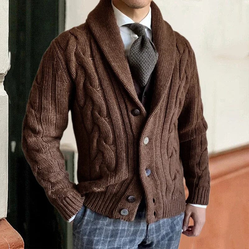 Robert | Cardigan tricoté pour hommes Essentielle Marron S