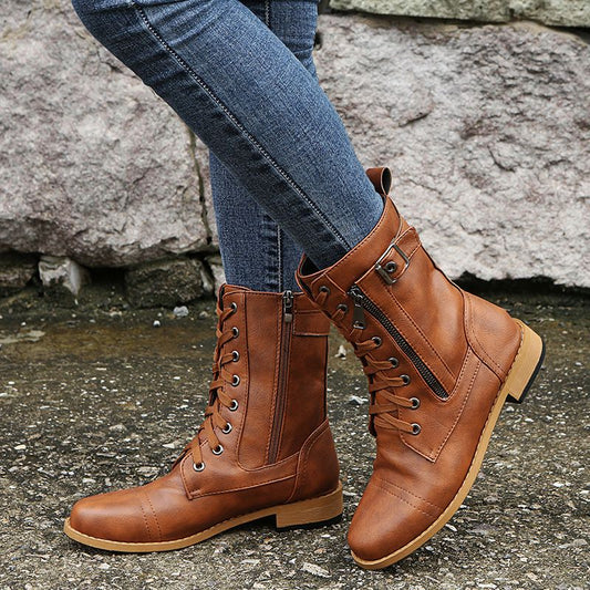 Bottes en cuir zippées pour femmes