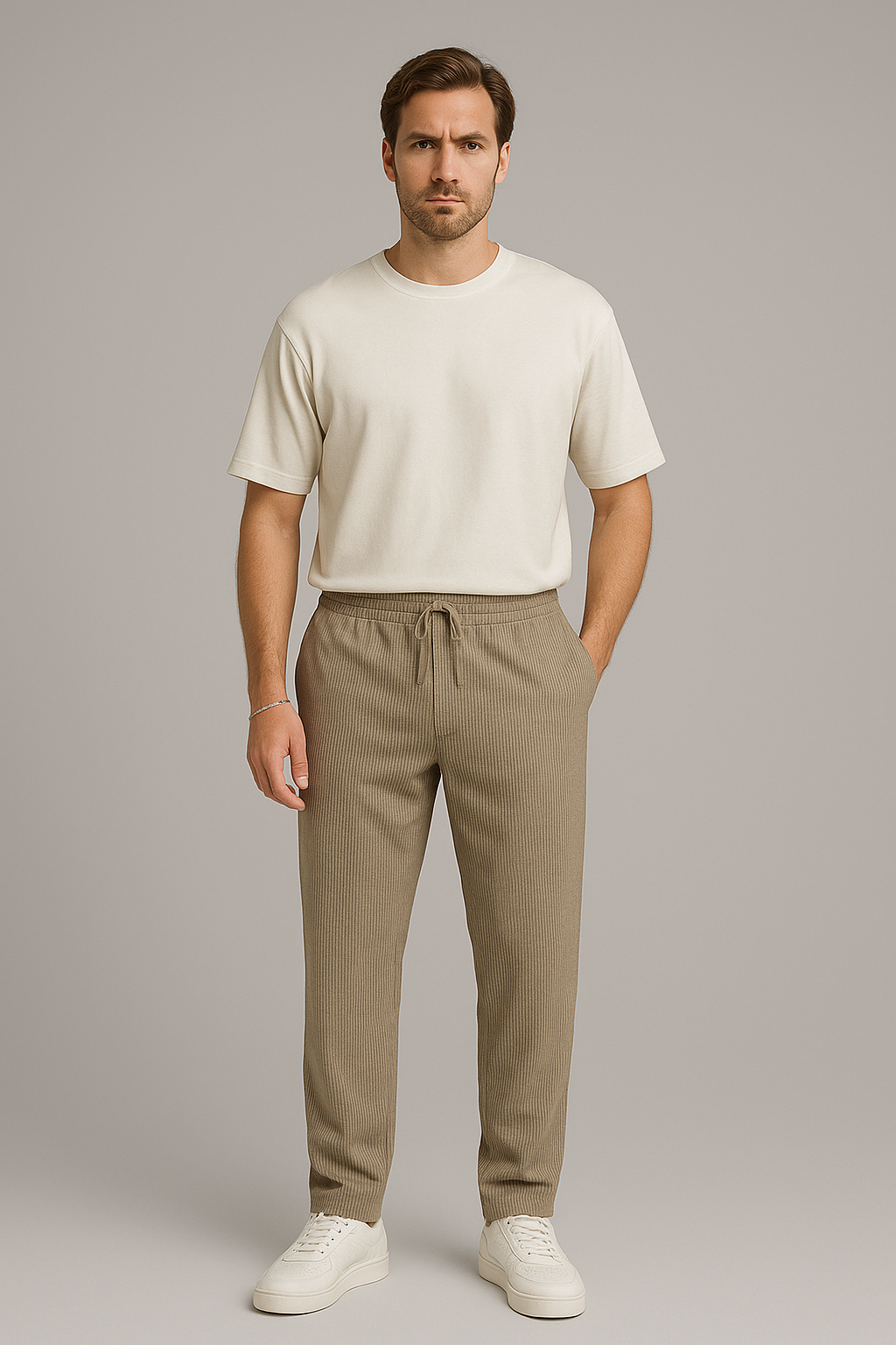Essentielle – Pantalon Côtelé Stretch Élégance