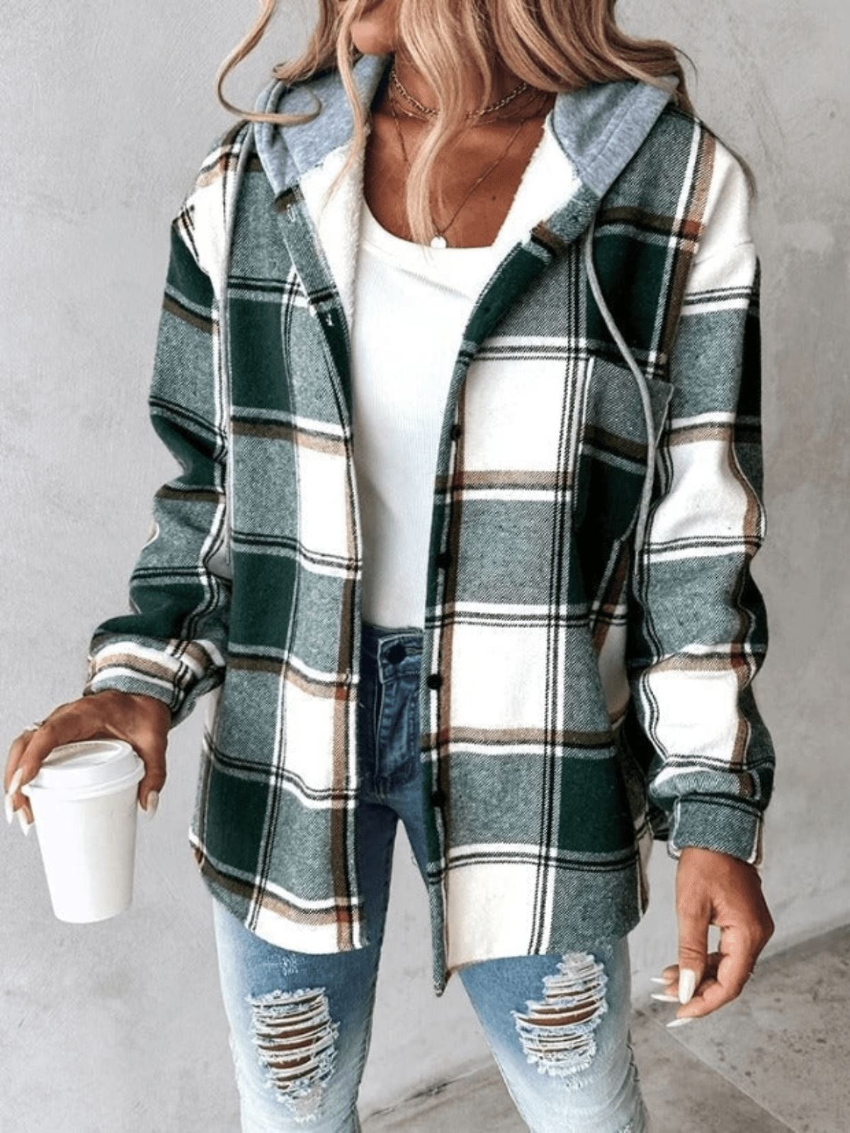 Antonia - Veste à carreaux pour femmes Essentielle Vert S 