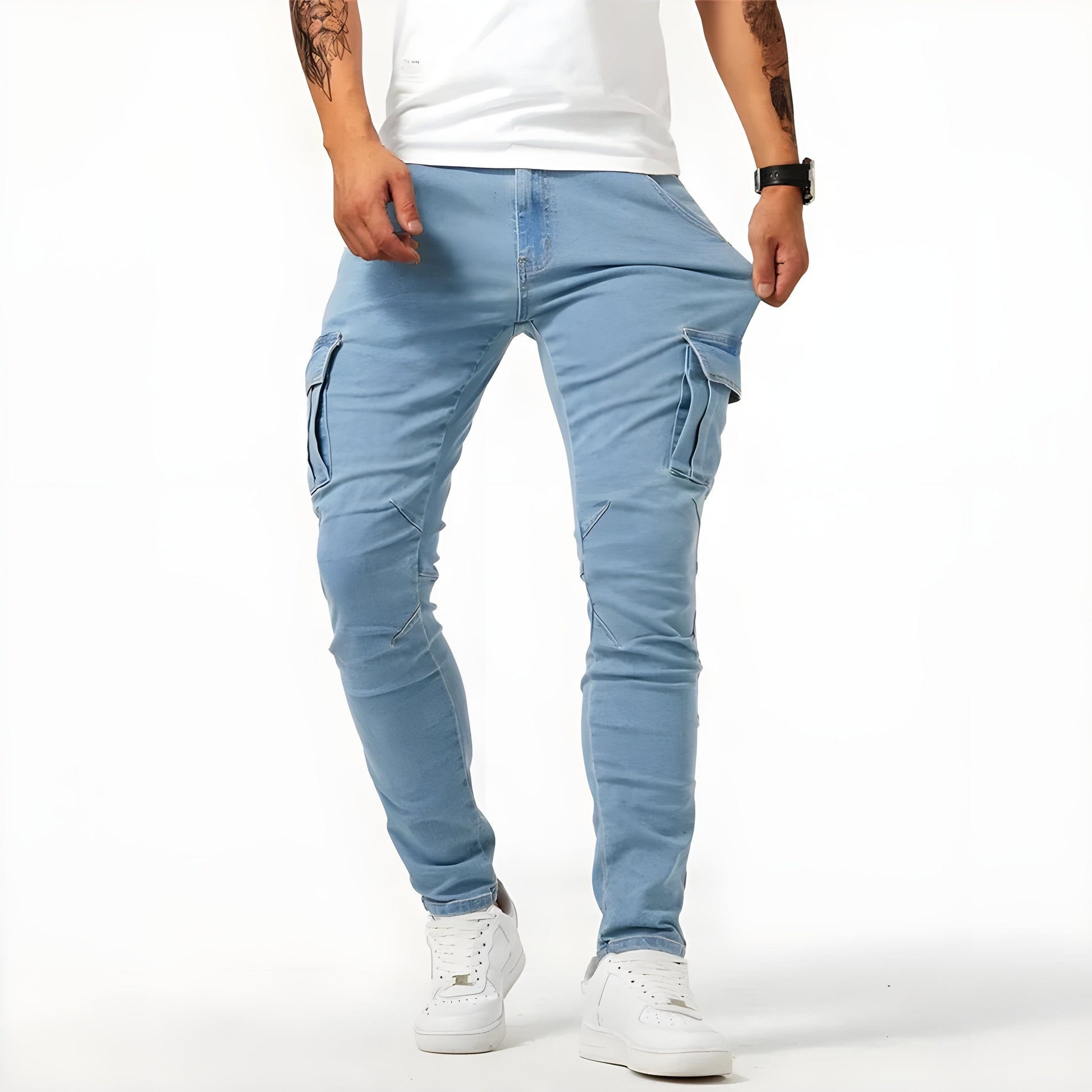 François - Pantalons Cargo en Denim Élastique Stretch Denim Cargo Pants Essentielle Bleu S 