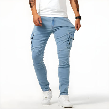 François - Pantalons Cargo en Denim Élastique Stretch Denim Cargo Pants Essentielle Bleu S 