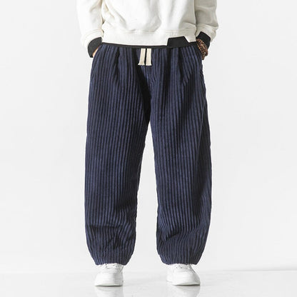 Masaaki - Pantalon en velours côtelé Essentielle Bleu marine S 