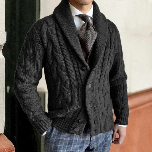 Robert | Cardigan tricoté pour hommes Essentielle Noir S 